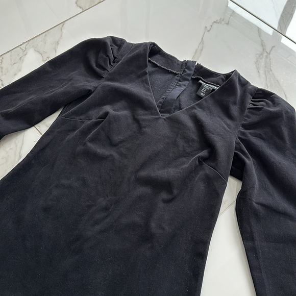 Belle Vere black denim stretchy dress frayed hems size XS - S - Picture 2 of 7